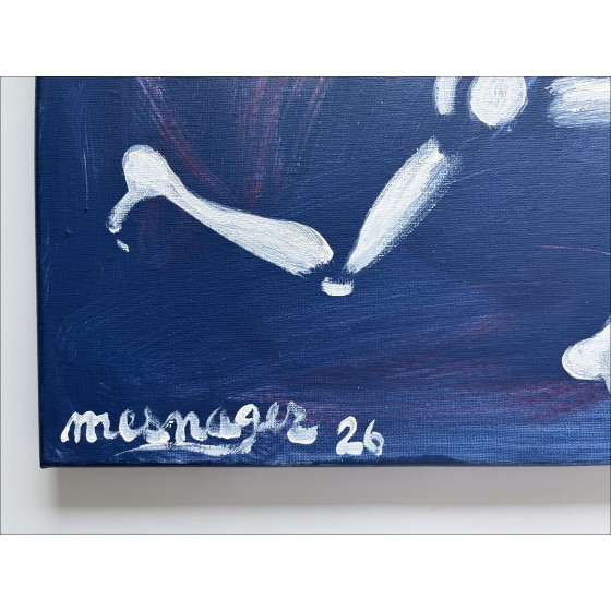 Jérôme Mesnager L’Homme en blanc et les oiseaux II, peinture originale