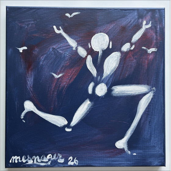 Jérôme Mesnager The Man in White and the Birds II, original painting