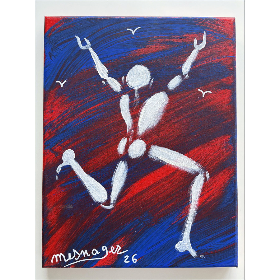Jérôme Mesnager El Hombre en blanco y rojo, pintura original