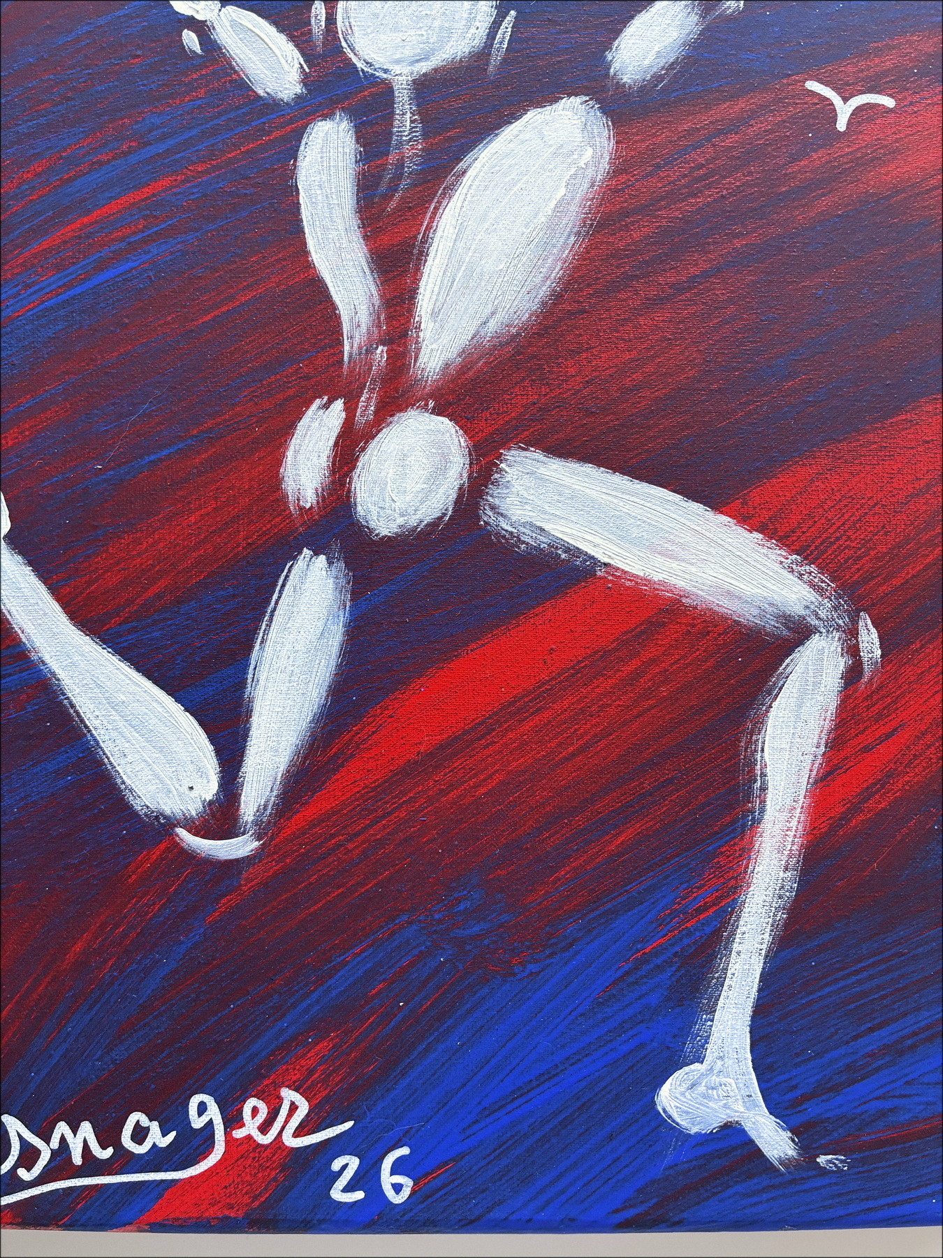 Jérôme Mesnager L’Homme en blanc rouge, peinture originale