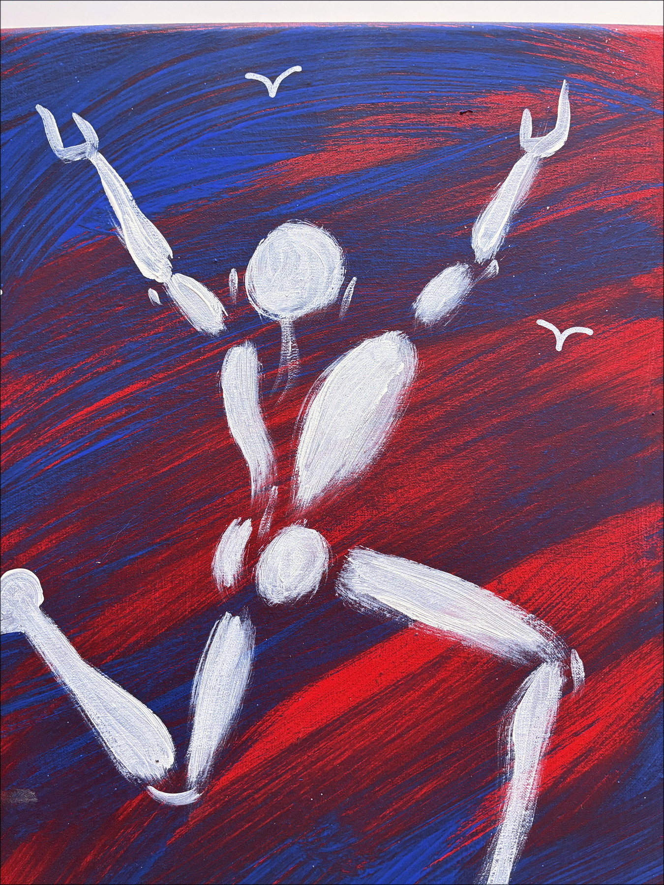 Jérôme Mesnager L’Homme en blanc rouge, peinture originale