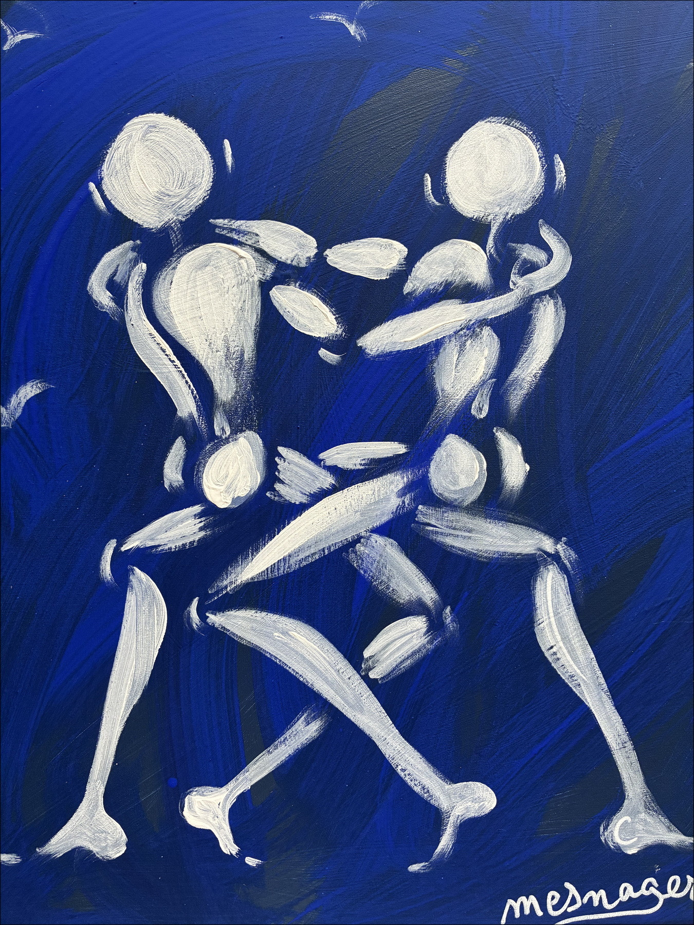 Jérôme Mesnager Das blaue Paar, Originalgemälde auf Leinwand