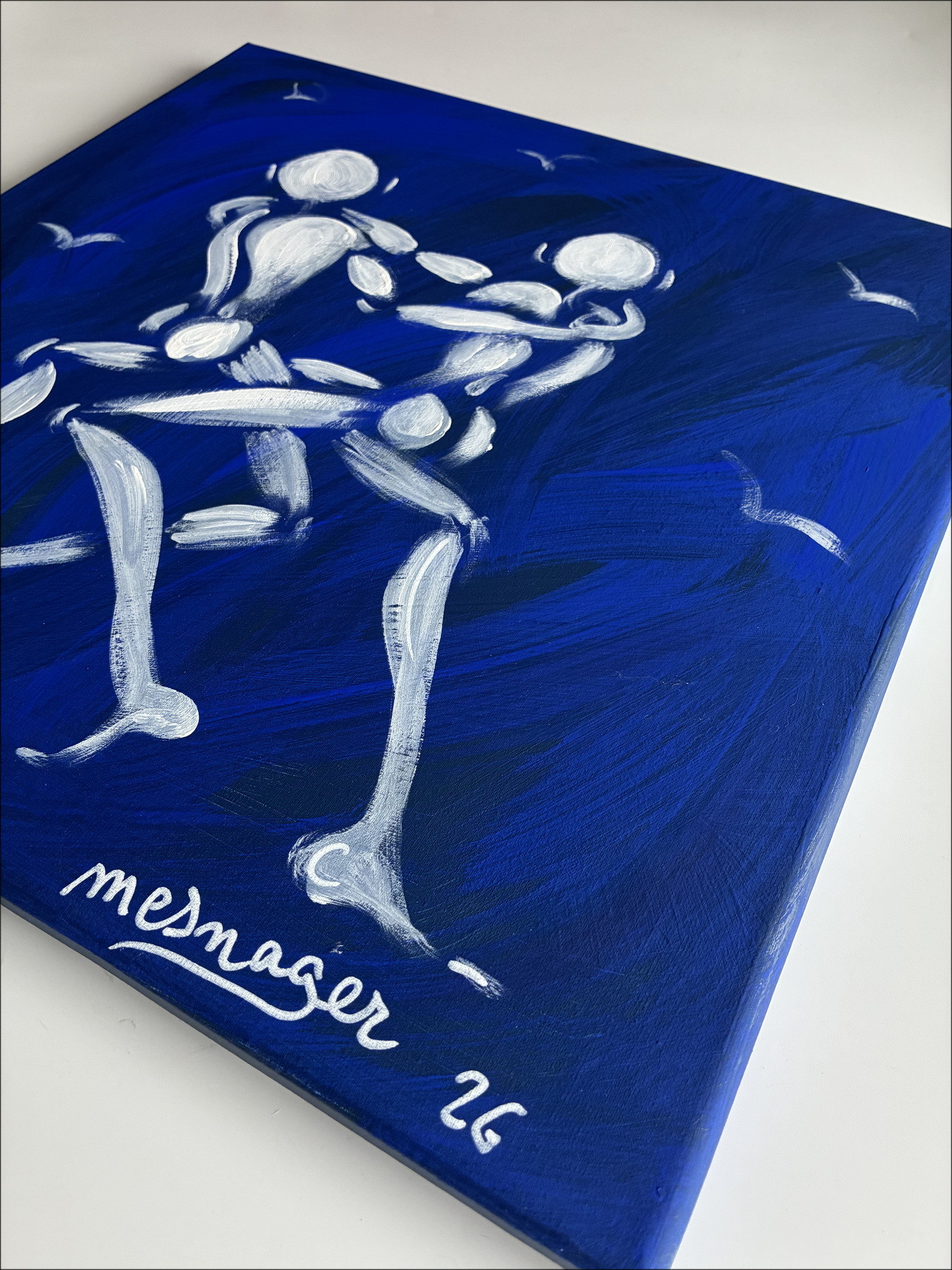 Jérôme Mesnager Il Duo Blu, dipinto originale su tela