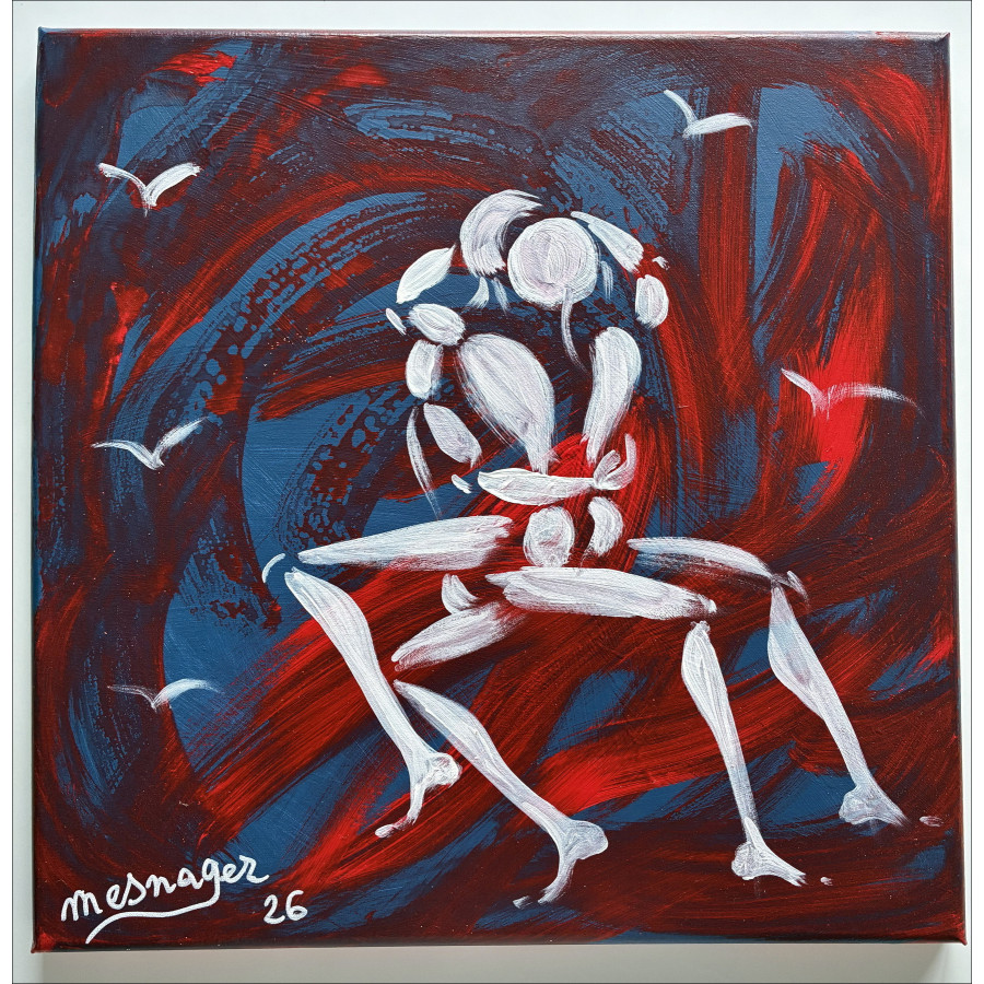 Jérôme Mesnager Das rote Paar, Originalgemälde auf Leinwand