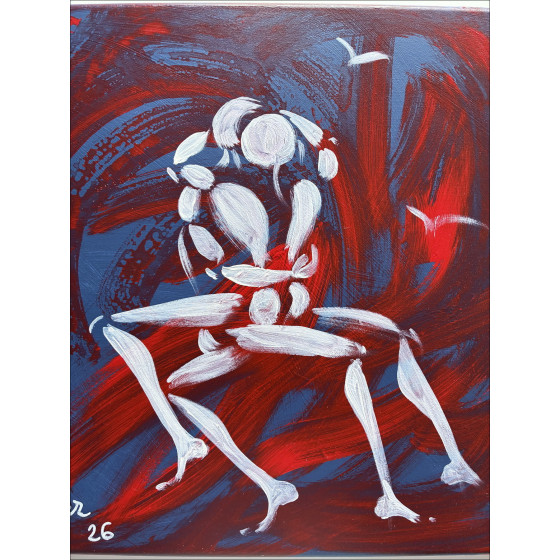 Jérôme Mesnager The Red Couple, original painting on canvas