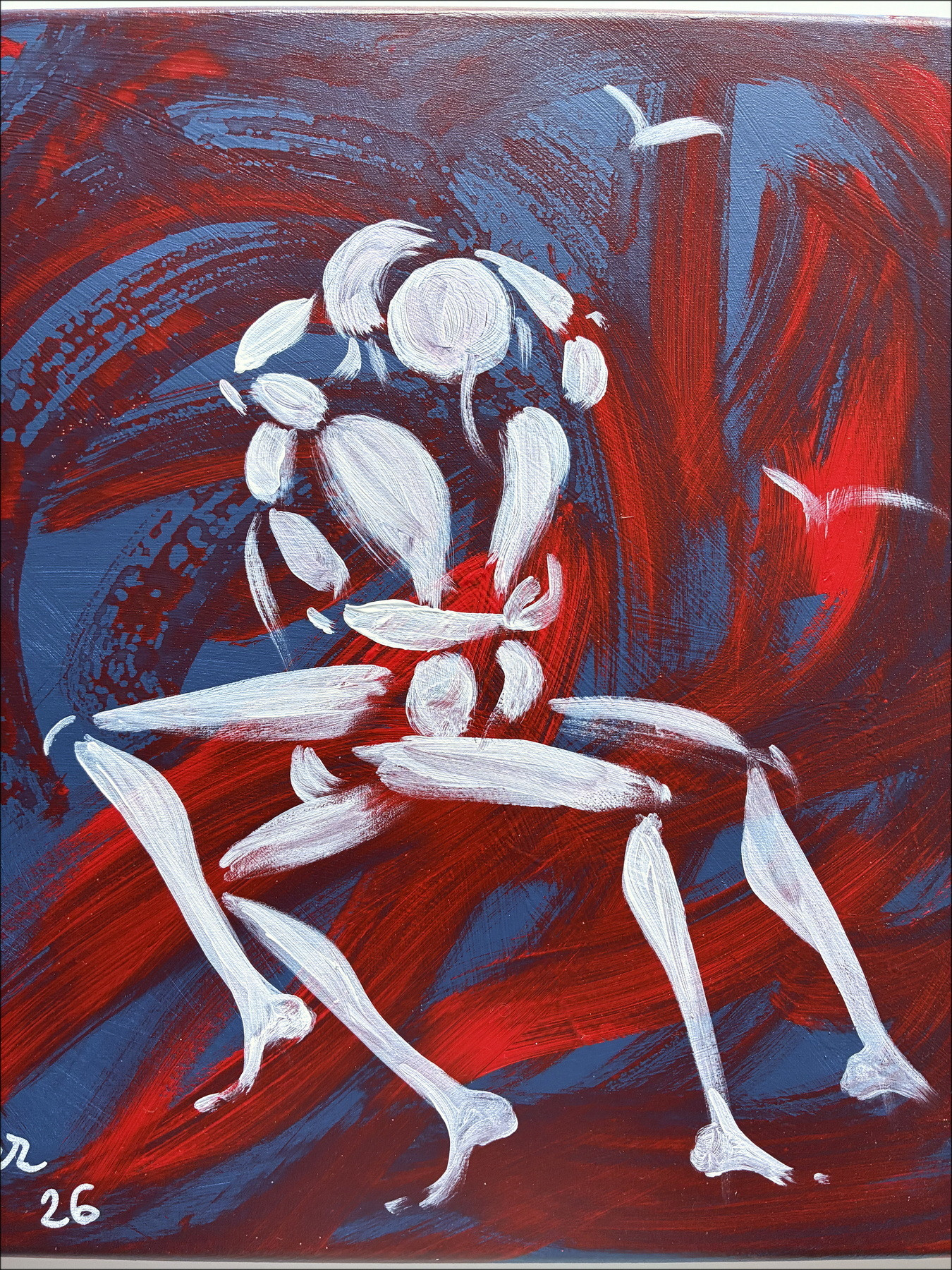 Jérôme Mesnager Das rote Paar, Originalgemälde auf Leinwand