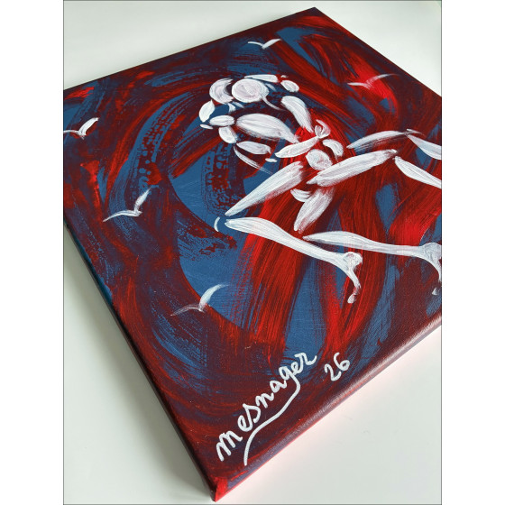 Jérôme Mesnager Le Couple rouge, peinture originale sur toile