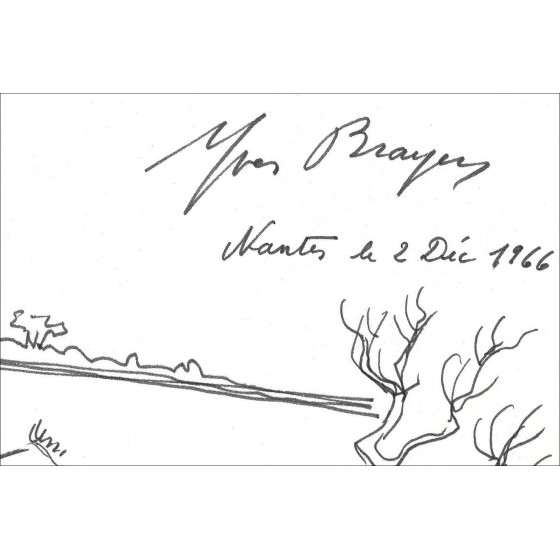 Yves Brayer, Cheval en Camargue (1966) | Dessin original signé