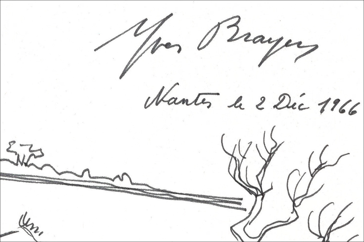 Yves Brayer, Caballo en Camarga (1966) | Dibujo original firmado