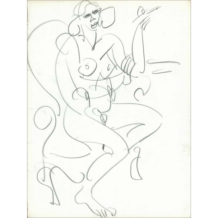 GEN PAUL - Disegno originale a matita "Donna nuda" 65x49cm