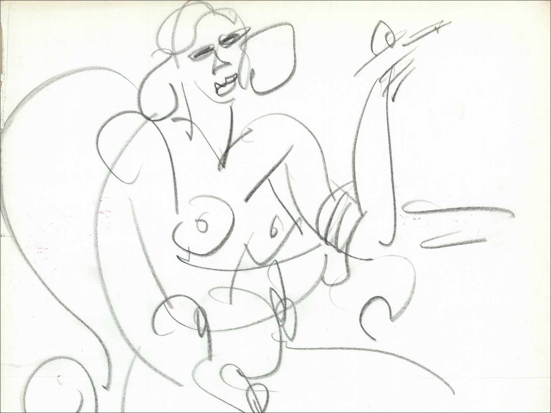 GEN PAUL - Originalzeichnung mit Bleistift "Nackte Frau" 65x49cm