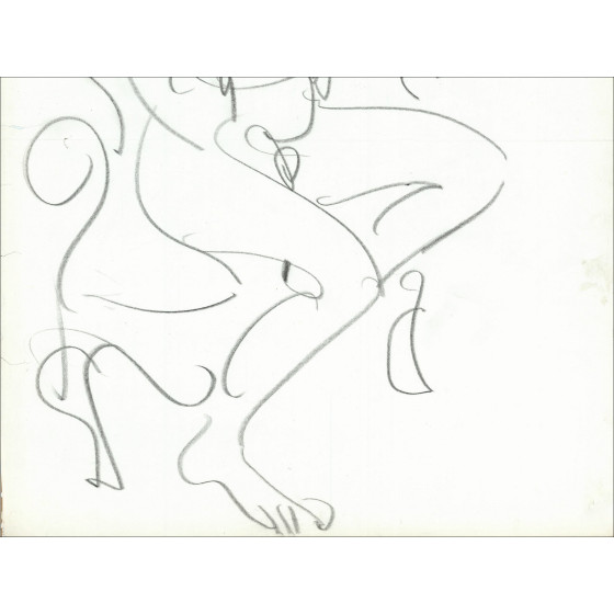 GEN PAUL - Dessin original au crayon "Femme nue" 65x49cm