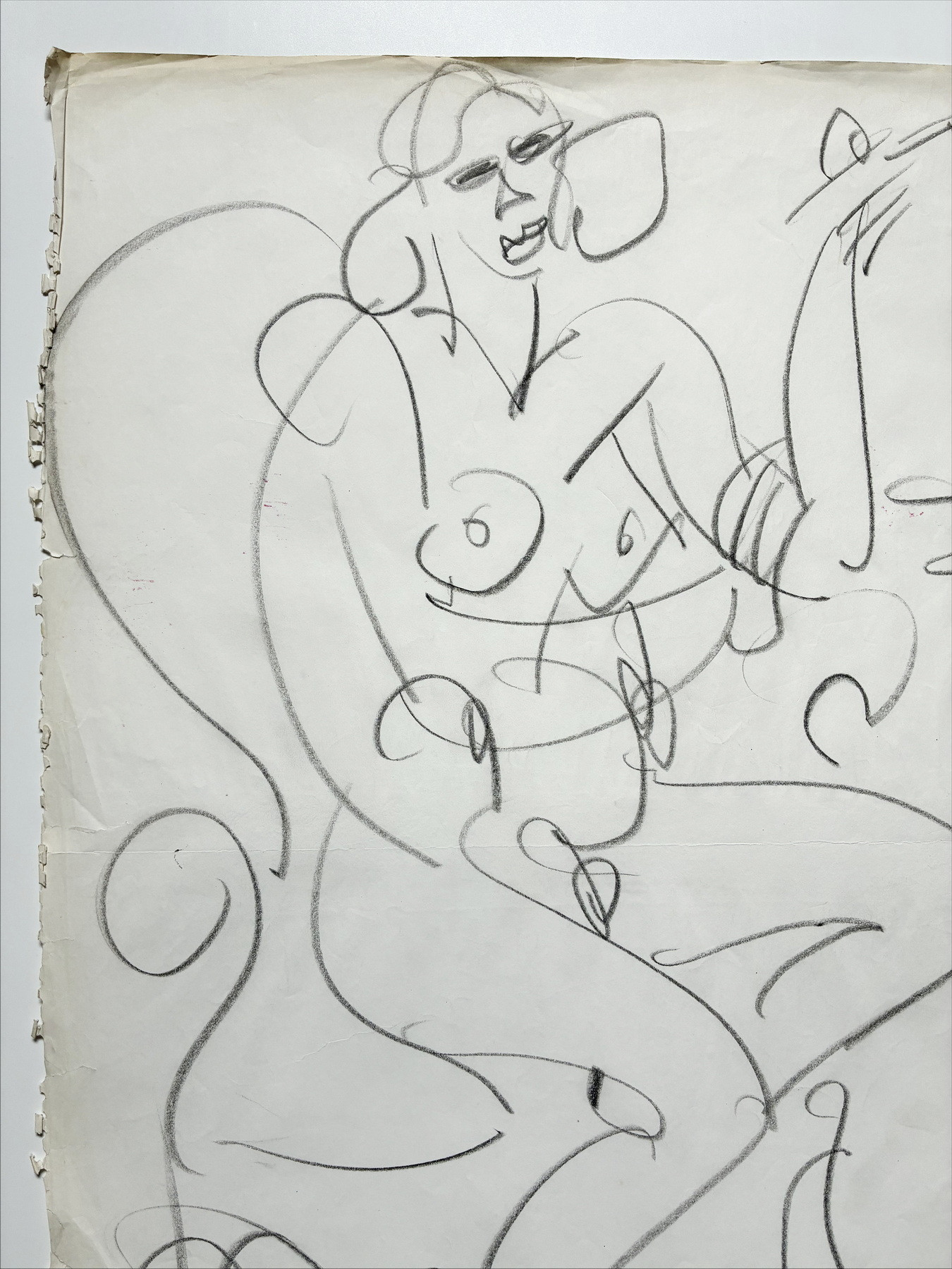 GEN PAUL - Dibujo original a lápiz "Mujer desnuda" 65x49cm