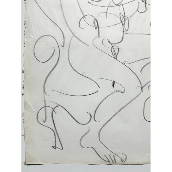 GEN PAUL - Dessin original au crayon "Femme nue" 65x49cm