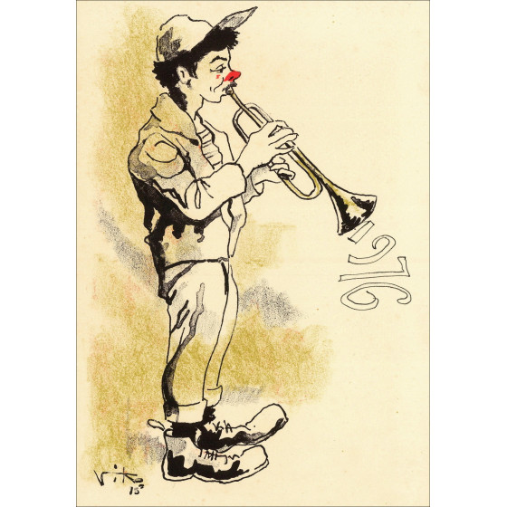 VIKO Victor - Original lithograph "Trumpeter" 22x15cm - 1976