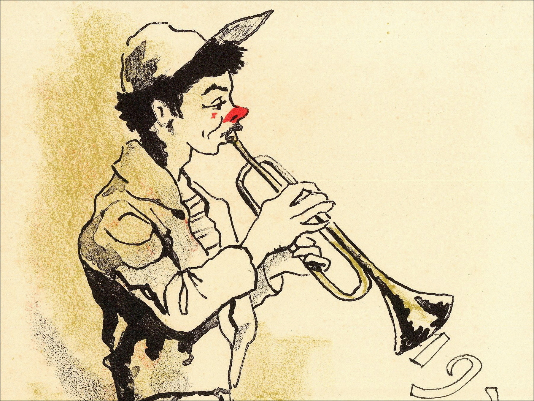 VIKO Victor - Original lithograph "Trumpeter" 22x15cm - 1976