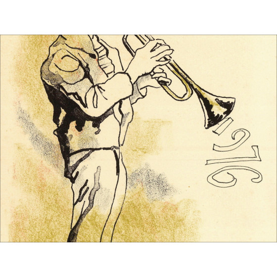 VIKO Victor - Original-Lithografie "Trompeter" 22x15cm - 1976