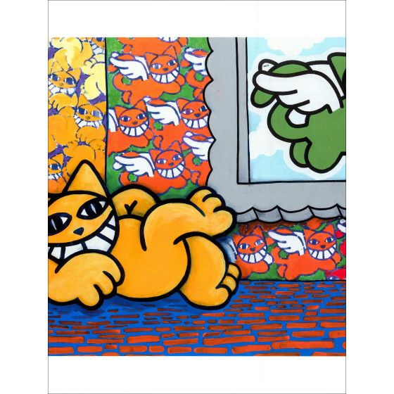 M.Chat Thoma Vuille, Ronron et Chat ailé 2023, lithographie