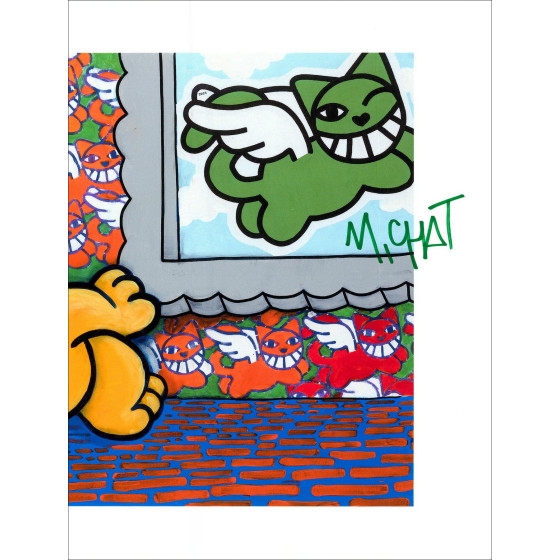 Mr. Chat Thoma Vuille, Ronron and Winged Cat 2023, lithograph