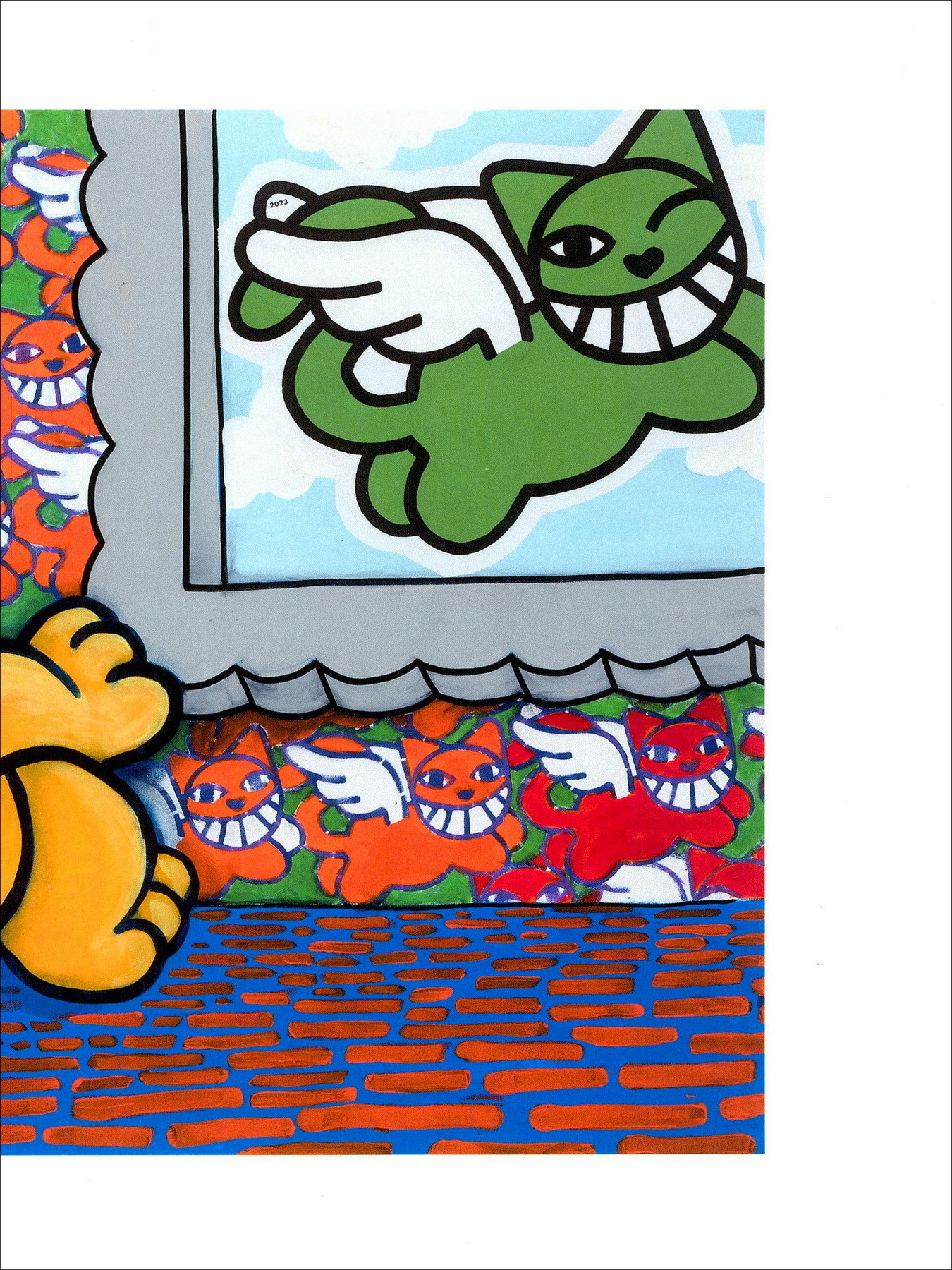 M.Chat Thoma Vuille, Ronron et Chat ailé 2023, lithographie