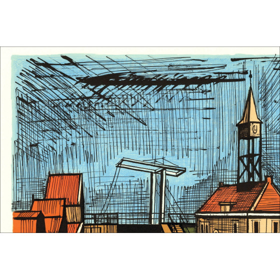 Bernard Buffet - Hindeloopen Friesland, Originalsignale Lithographie