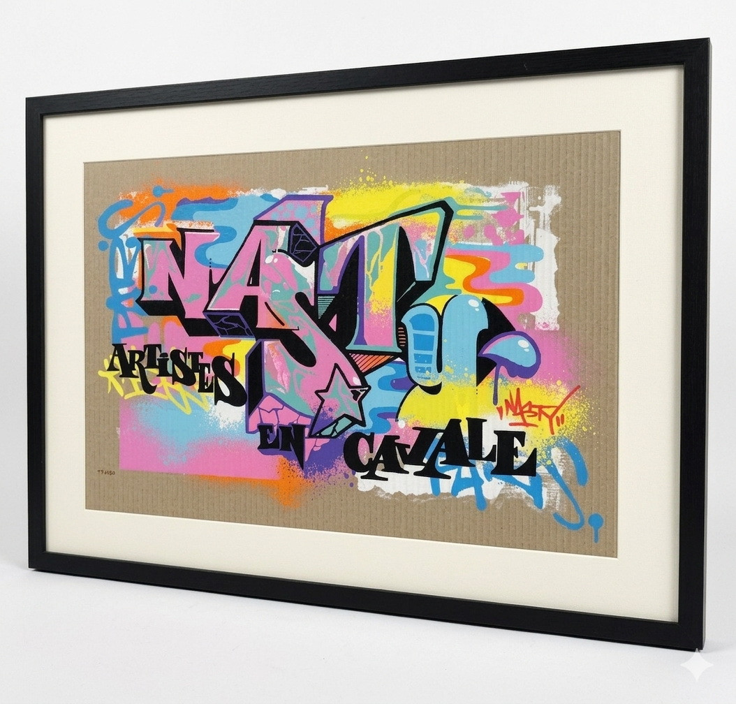 NASTY - Original silkscreen "Fugitive Artist Edition" 40x60cm - 2022 + FRAME