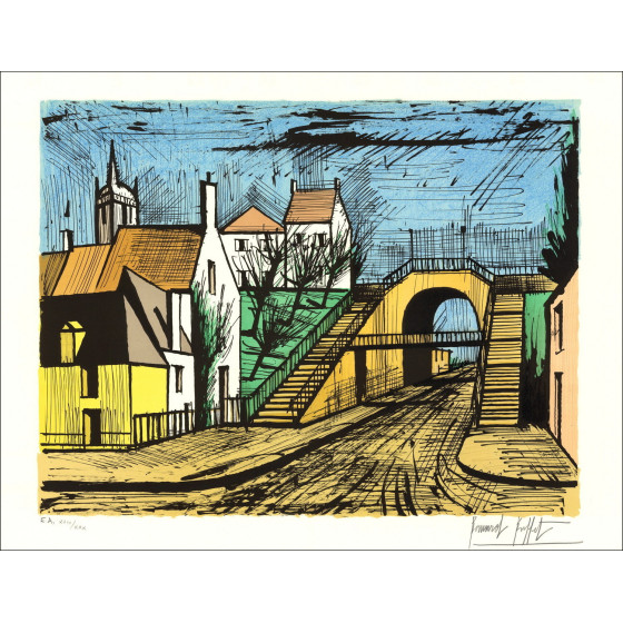 Bernard Buffet Le Mans, Túnel 1985, Litografía original firmada EA