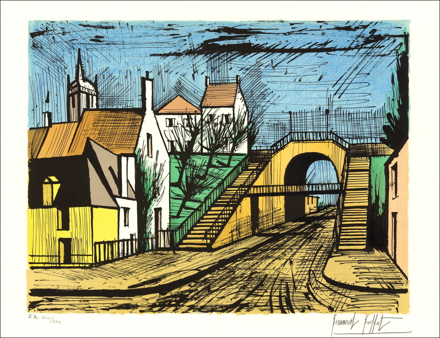 Bernard Buffet Le Mans, Tunnel 1985, Original signed lithograph EA