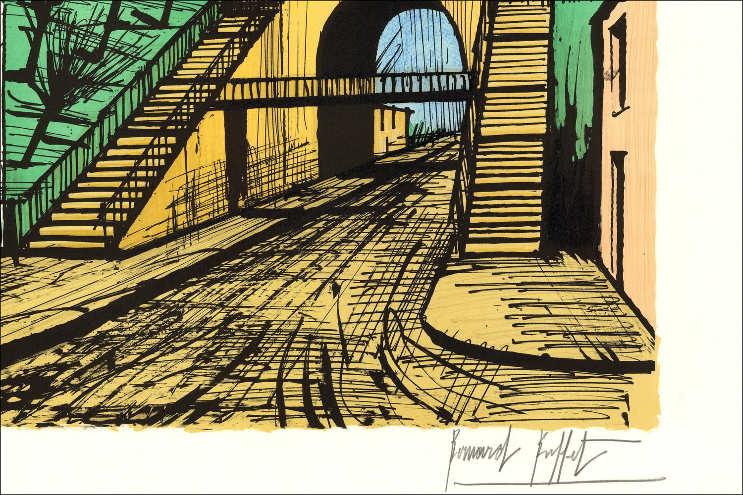 Bernard Buffet Le Mans, Túnel 1985, Litografía original firmada EA