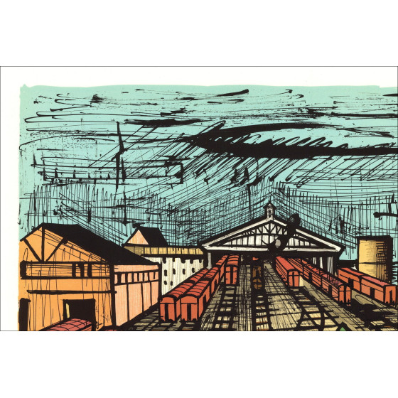 Bernard Buffet La Gare 1984, Lithographie originale signée
