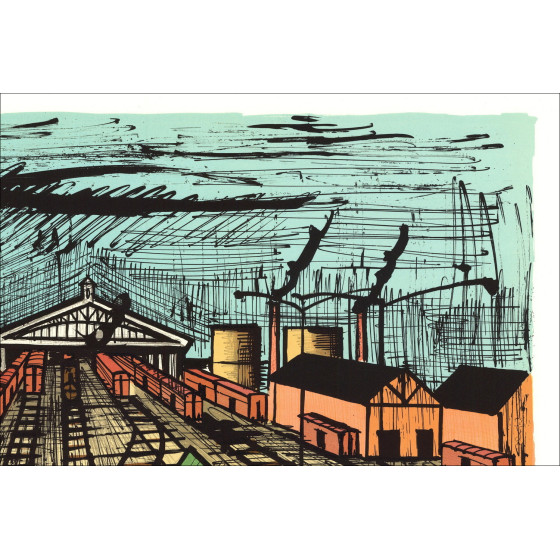 Bernard Buffet La Gare 1984, Ondertekende originele lithografie