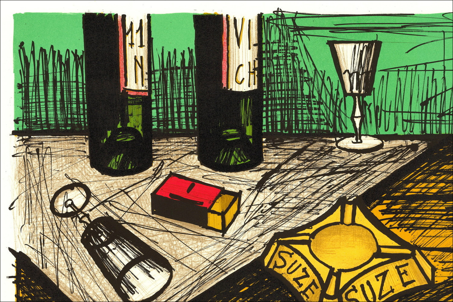 Bernard Buffet Natura morta con posacenere 1982, Litografia originale