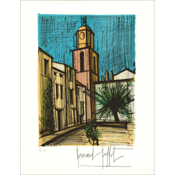 Bernard Buffet Saint-Tropez Place de l'Ormeau EA signée | Galerie 125