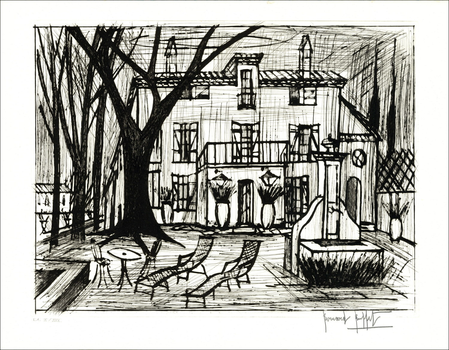 Bernard Buffet The Domaine de la Baume 1992, Signed Engraving, EA