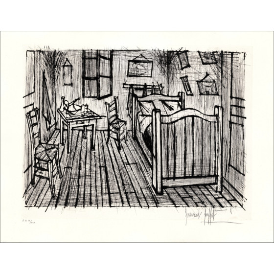 Bernard Buffet La Habitación de Van Gogh 1992, Grabado firmado EA