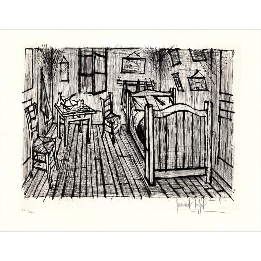 Bernard Buffet La Habitación de Van Gogh 1992, Grabado firmado EA