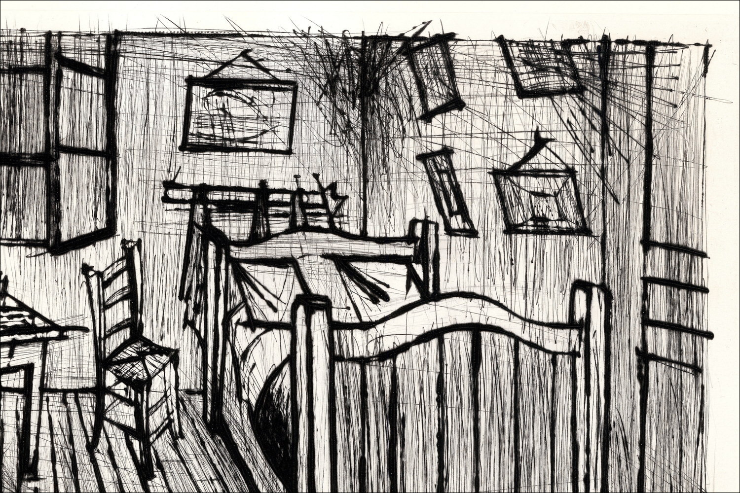 Bernard Buffet De Slaapkamer van Van Gogh 1992, Gesigneerde gravure EA