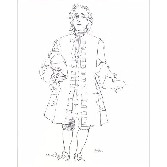 DUFY Raoul - Litografía "Retrato de Isaac Newton, estudio para la Hada Electricity" 30x18cm - 1965