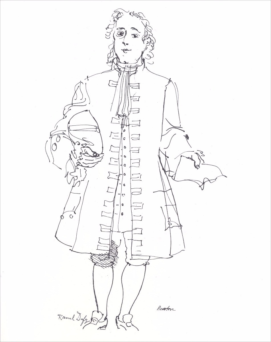DUFY Raoul - Lithographie "Portrait de Isaac Newton, étude pour la fée électricité" 30x18cm - 1965