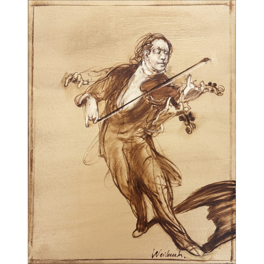Claude Weisbuch, Der Geiger, Original-Ölgemälde