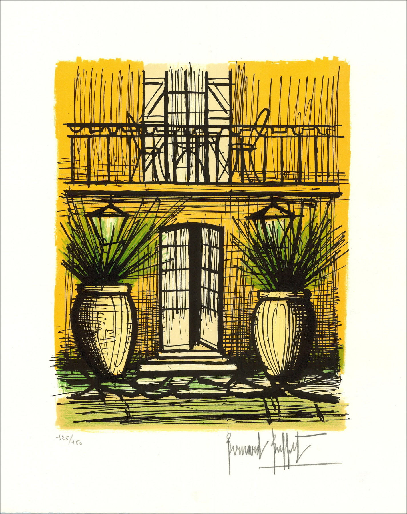Bernard Buffet Stillleben mit Aschenbecher 1982, Original-Lithografie