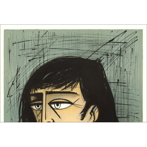 Bernard Buffet, Head of a Woman (1980), original signed lithograph