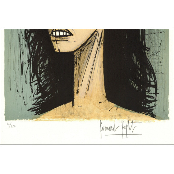 Bernard Buffet, Tête de femme (1980), lithographie originale signée