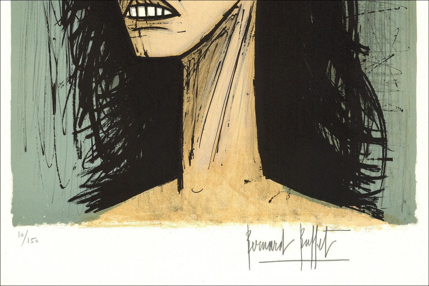 Bernard Buffet, Testa di donna (1980), litografia originale firmata