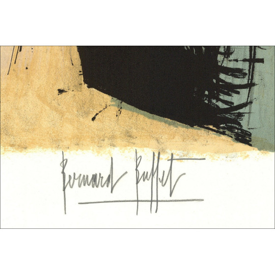 Bernard Buffet, Tête de femme (1980), lithographie originale signée
