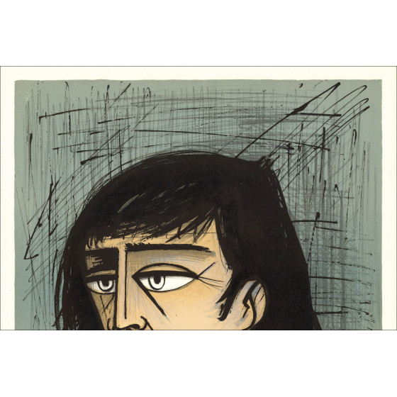 Bernard Buffet, Testa di donna (1980), litografia originale firmata