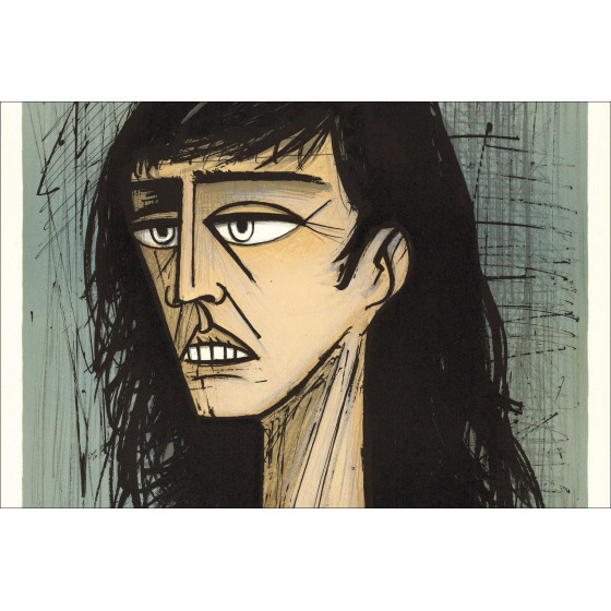 Bernard Buffet, Frauenkopf (1980), signierte Original-Lithografie