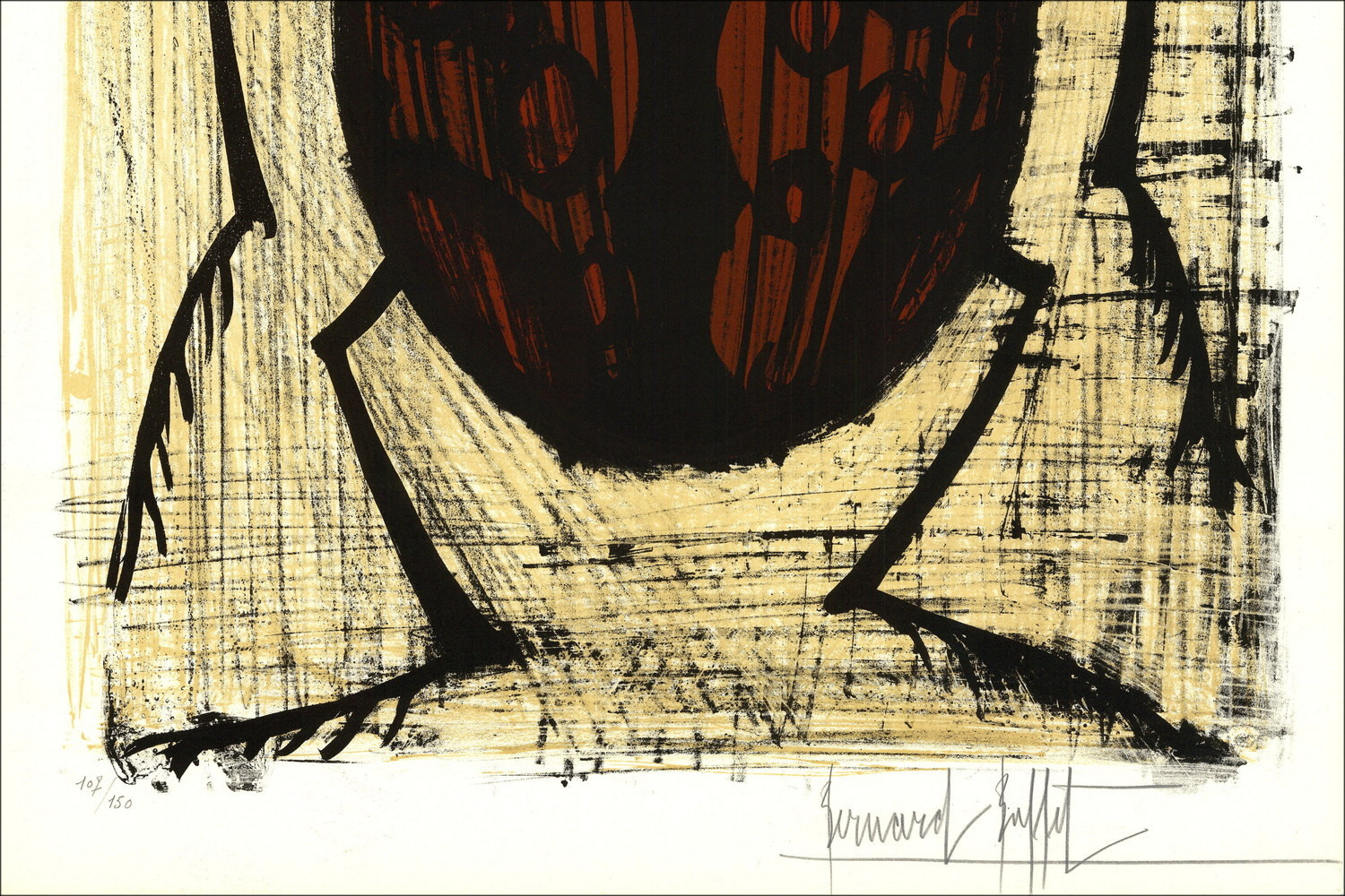 Bernard Buffet, La Mariquita 1964, litografía original firmada.