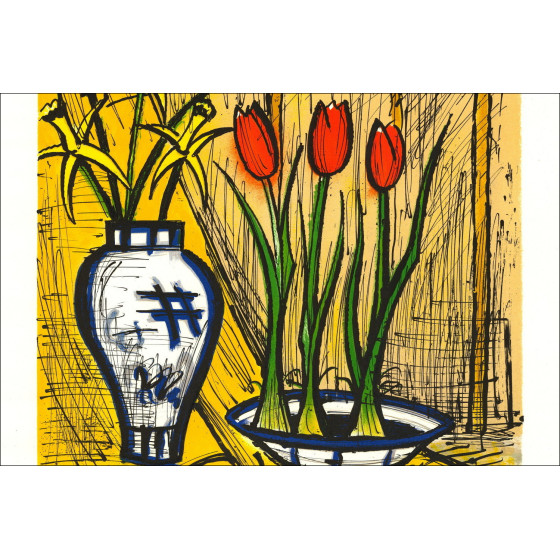 Bernard Buffet - Narzissen und Tulpen, unterzeichnete Lithographie