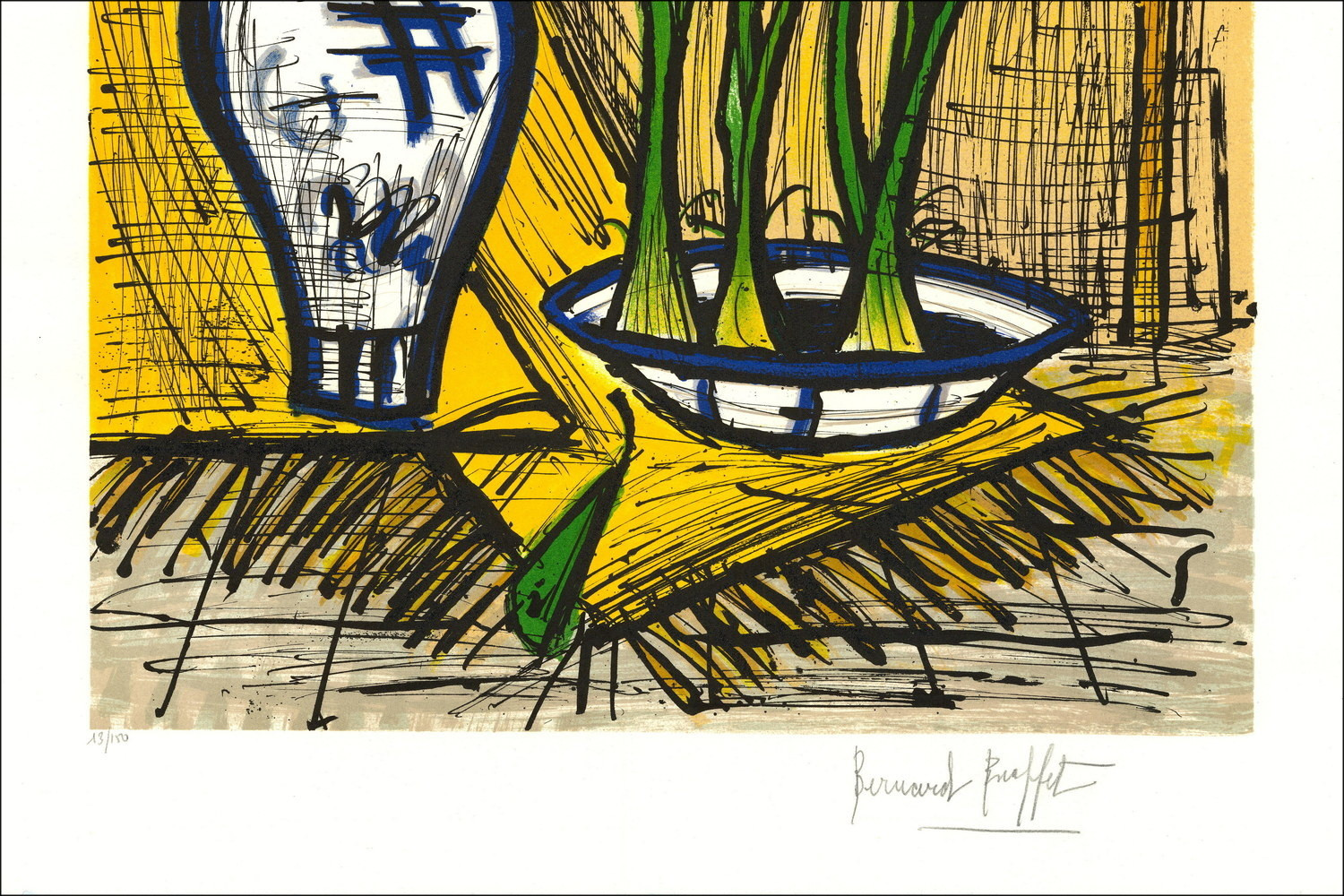 Bernard Buffet – Narcisi e tulipani, litografia firmata